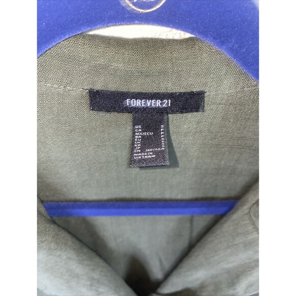 Linen army green Jumper Romper Jumpsuit S Pants Button Front Forever 21 - Picture 4 of 11